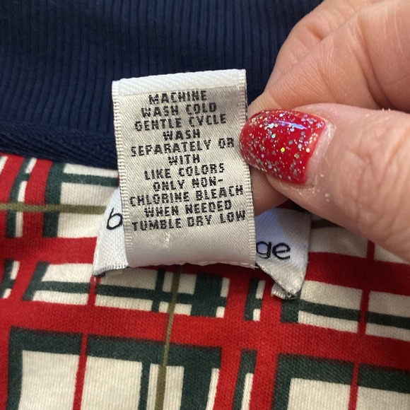 Breckenridge woman’s petite large cotton blend blue sweatshirt snowman 1/4zip - Picture 9 of 12